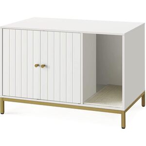 SONGMICS Kočičí toaleta Glenda 80 cm bílá/zlatá obraz
