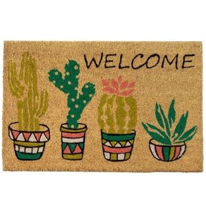 HowHomely Kokosová rohožka Cactus 60x40 cm hnědá/vícebarevná obraz