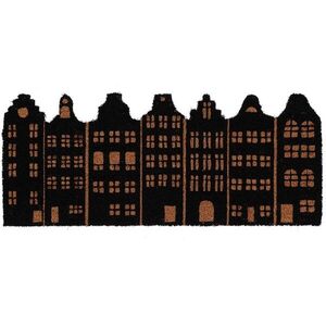 Esschert Design Kokosová rohožka HOUSES 75x30 cm hnědá/černá obraz