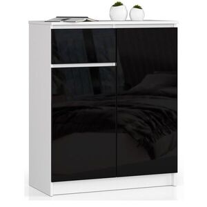 Ak furniture Komoda Kiara 80 cm 2 skříňky a 1 šuplík bílá/černá obraz