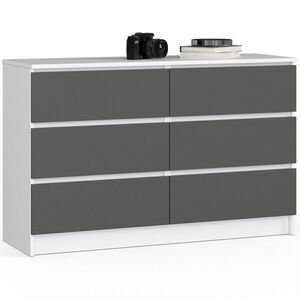 Ak furniture Komoda Kuba 120 cm 6 šuplíků bílá/grafitová obraz