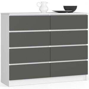 Ak furniture Komoda Kuba 120 cm 8 šuplíků bílá/grafitová obraz
