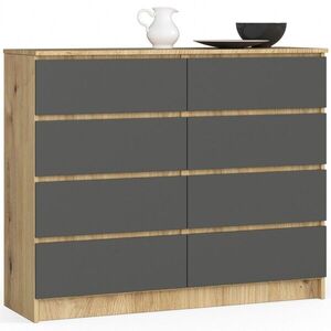 Ak furniture Komoda Kuba 120 cm 8 šuplíků dub artisan/grafitová obraz