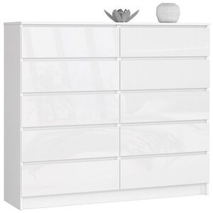 Ak furniture Komoda Kuba 140 cm 10 šuplíků bílá lesk obraz