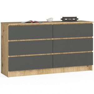 Ak furniture Komoda Kuba 140 cm 6 šuplíků dub artisan/grafitová obraz