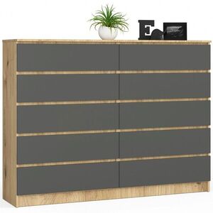 Ak furniture Komoda Kuba 160 cm 10 šuplíků dub artisan/šedá obraz