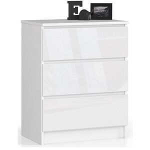 Ak furniture Komoda Kuba 60 cm - 3 šuplíky bílá lesk obraz