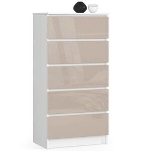 Ak furniture Komoda Kuba 60 cm - 5 šuplíků bílá/cappucino obraz