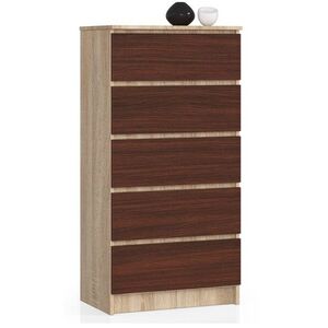 Ak furniture Komoda Kuba 60 cm - 5 šuplíků dub sonoma/wenge obraz