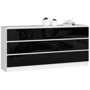 Ak furniture Komoda Rollo V 160 cm bílá/černá lesklá obraz
