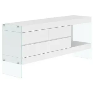 LivinHill Komoda Soho 184 cm bílá/čirá obraz