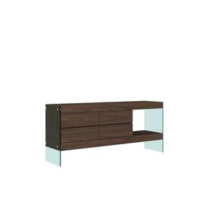 LivinHill Komoda Soho 184 cm ořech/čirá obraz