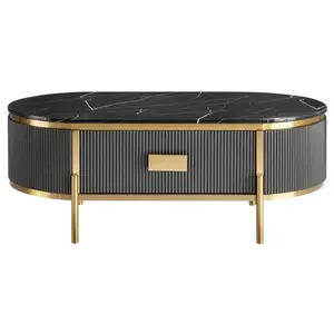 LivinHill Konferenční stolek Stilig ST380A 124 cm zlatý/černý mramor obraz