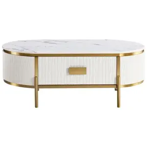 LivinHill Konferenční stolek Stilig ST380C 124 cm zlatý/bílý mramor obraz