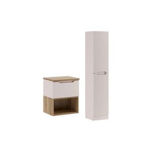 Comad Koupelnová sestava Nova Cashmere I s deskou, regálem a skříňkami 50 cm kašmírová/dub coast evoke obraz