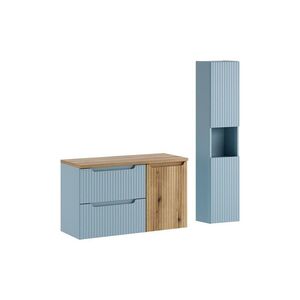 Comad Koupelnová sestava Nova Denim s deskou a košem na prádlo 100 cm modrá/dub coast evoke obraz