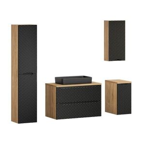 Comad Koupelnová sestava Ocean s deskou, umyvadlem a skříňkami 90 cm černá/dub olejovaný obraz