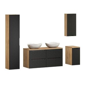 Comad Koupelnová sestava Ocean s deskou, umyvadly a skříňkami 120 cm černá/dub olejovaný obraz