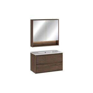 Comad Koupelnová sestava Villa se zápustným umyvadlem a zrcadlem 80 cm ořech obraz