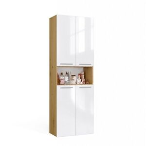 TP Living Koupelnová skříňka s 2 koši na prádlo NEL 2K DK bílý lesk/dub Artisan obraz