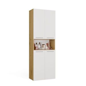 TP Living Koupelnová skříňka s košem na prádlo NEL 1K DK bílá/dub Artisan obraz
