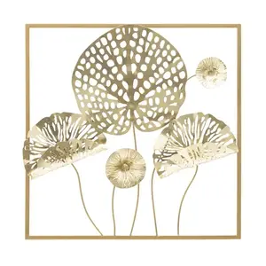 Mauro Ferretti Kovová nástěnná dekorace Flowers 50x50 cm zlatá obraz