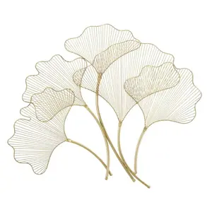 Mauro Ferretti Kovová nástěnná dekorace Glam Leaf 79 cm zlatá obraz