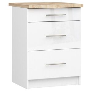 Ak furniture Kuchyňská skříňka Olivie S 60 cm 3S bílá/bílý lesk/dub sonoma obraz