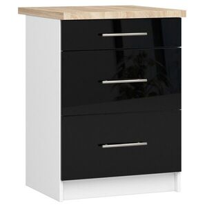 Ak furniture Kuchyňská skříňka Olivie S 60 cm 3S bílá/černý lesk/dub sonoma obraz
