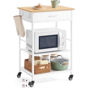 SONGMICS Kuchyňský pojízdný regál Vasagle Moni 60 cm bílý/hnědý obraz