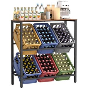 SONGMICS Kuchyňský regál na přepravky Jogin 105, 4 cm černý/hnědý obraz