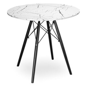 TZB Kulatý jídelní stůl Paris Black 80 cm bílý mramor/černý obraz