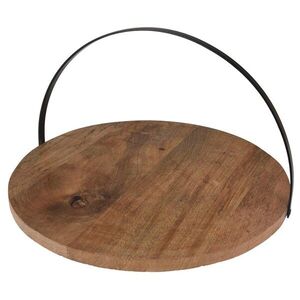 H&S Decoration Kulatý podnos z mangového dřeva TRAYCO 38 cm hnědý obraz