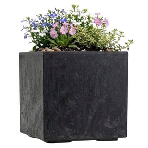 HowHomely Květináč na kolečkách BETONIQUE 30x30 cm beton černý obraz