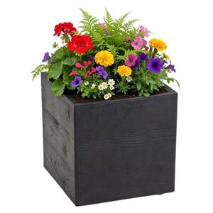 HowHomely Květináč na kolečkách BETONIQUE 30x30 cm černé dřevo obraz