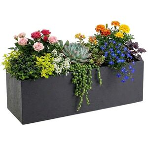 HowHomely Květináč na kolečkách BETONIQUE 90x30 cm antracitový beton obraz