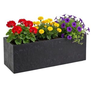 HowHomely Květináč na kolečkách BETONIQUE 90x30 cm černý beton obraz