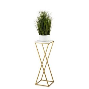 HowHomely Květinový stojan LOFT 70 cm zlatý/bílý obraz