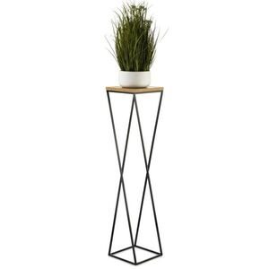 HowHomely Květinový stojan LOFT I 100 cm černý/dub lancelot obraz