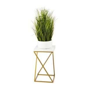 HowHomely Květinový stojan LOFT II 40 cm zlatý/bílý obraz