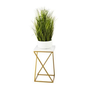 HowHomely Květinový stojan LOFT III 40 cm zlatý/bílý obraz