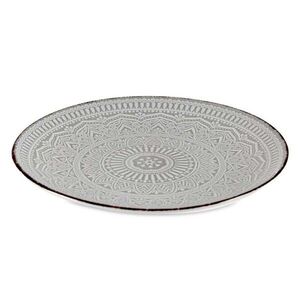VESSIA Mělký kameninový talíř MANDALA 27 cm šedý obraz