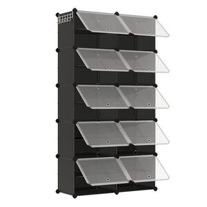 SONGMICS Modulární botník Lux s 10 dvířky čirý/černý obraz