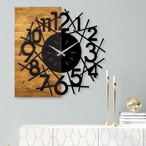 Wallity Nástěnné dekorativní hodiny WALLIE I. 58 cm ořech/černá obraz