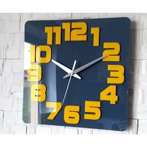 ModernClock Nástěnné hodiny Logic 30 cm šedé/žluté obraz