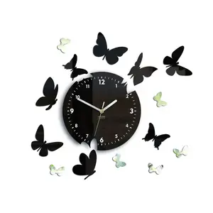 ModernClock Nástěnné hodiny Motyle 28 cm černé obraz