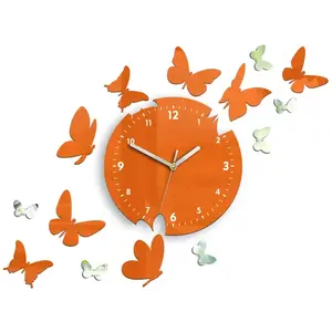 ModernClock Nástěnné hodiny Motyle 28 cm oranžové obraz
