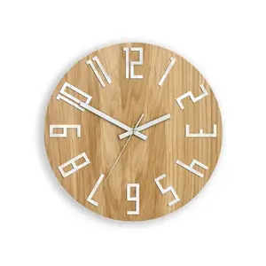 ModernClock Nástěnné hodiny slim Dub světle hnědé obraz
