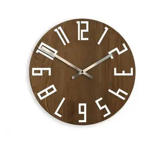 ModernClock Nástěnné hodiny slim Dub tmavě hnědé obraz