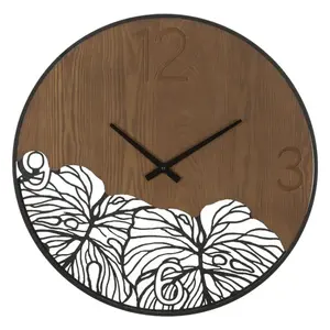 Mauro Ferretti Nástěnné hodiny Super Leaf 60 cm hnědé/černé obraz
